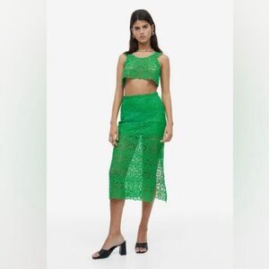 H&M Crochet Look Lace Fitted Pencil Midi Skirt